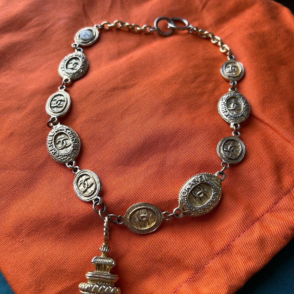 Vintage Chanel Gold Medallion Necklace with Pagoda Charm